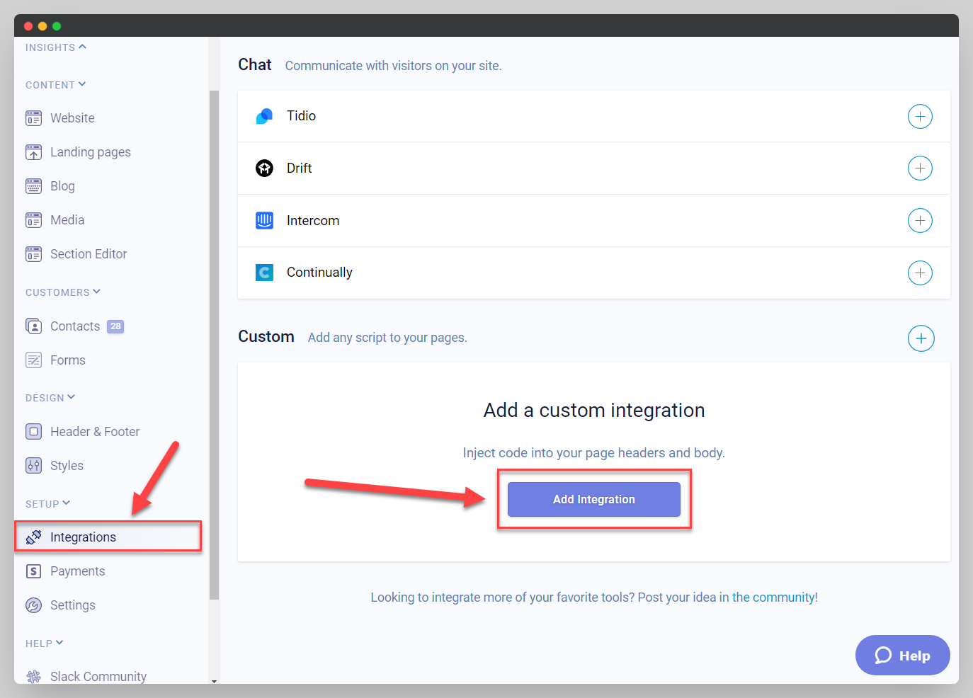 Add Custom Integration