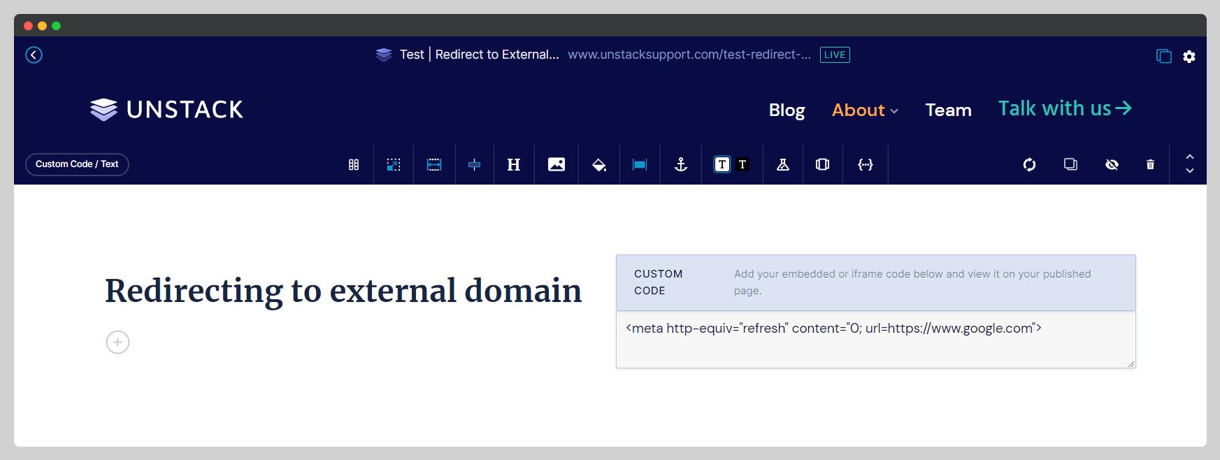 Redirecting to External Domain